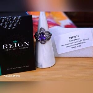 BP Reign Villian Dark Violet Cubic Zirconia on Hematite Plating
